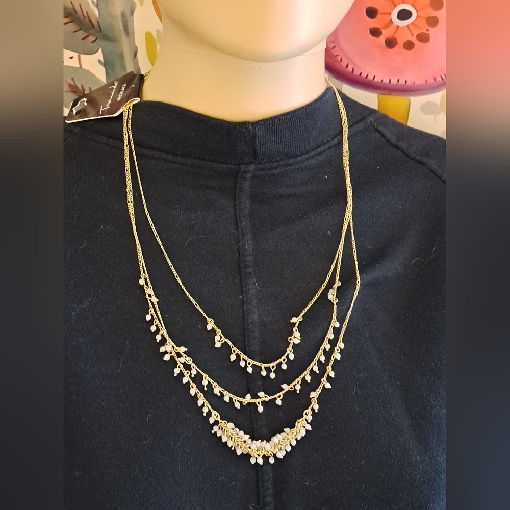 New NWT White Triple-Strand Necklace with Delicate Charms